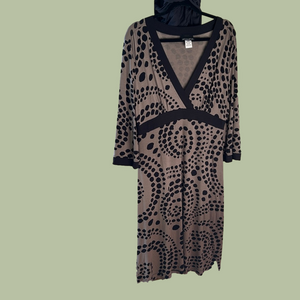 Athleta Clay + Black Dress Dots Mandala Style Clay Brown Gray Green Color EUC
